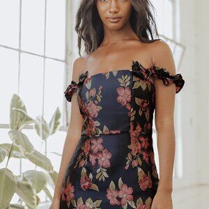 Lulu's Black Floral Off-Shoulder Dress